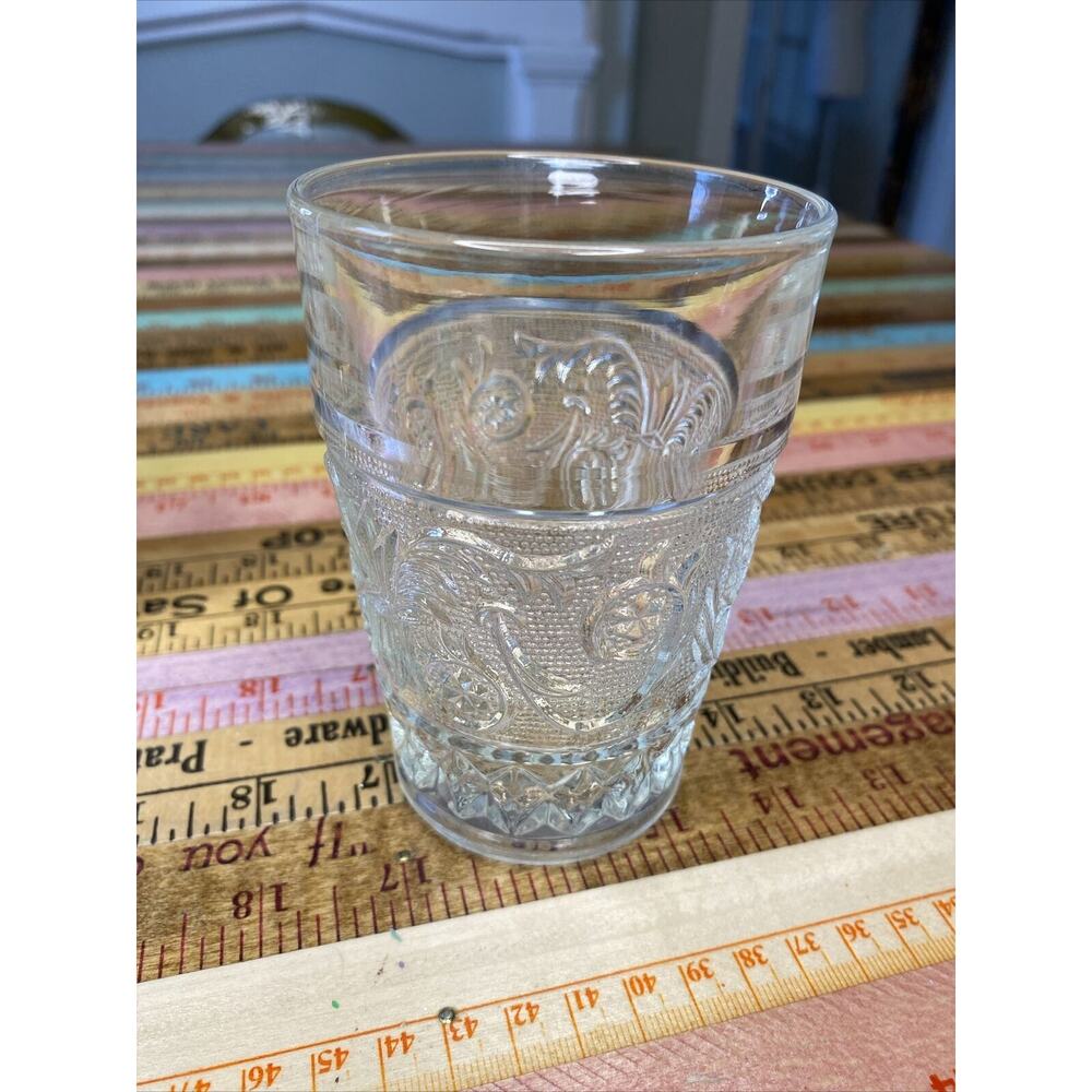 Vintage‎ Starburst Pattern Clear Heavy Juice Glass Oatmeal Glasses 3 MCM 1960s - Picture 6 of 10